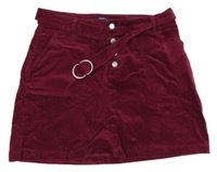 Vínová menšestrová sukňa s opaskom OKaïdi