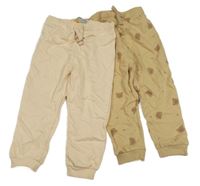 Nové - 2x tepláky - smetanové + hnědé s medveďmi sinsay