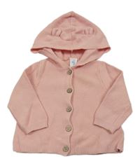 Světlerůžový lehký propínací svetr s kapucí Topomini