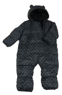 Černá puntíkatá šusťáková zimní kombinéza s kapucí GAP