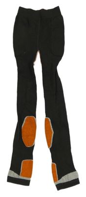 Tmavošedo-oranžové pančuskové legíny