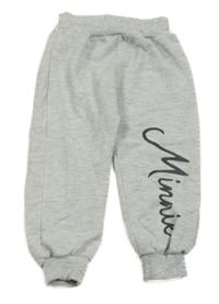 Šedé melírované tepláky s nápisem - Minnie 