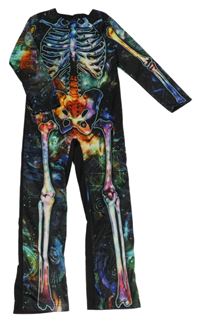 Kostým - černo-barevný overal s kostrou 