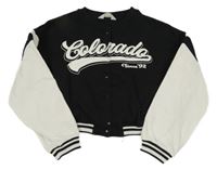 Čierno-biela prepínaci crop mikina s nápisom H&M