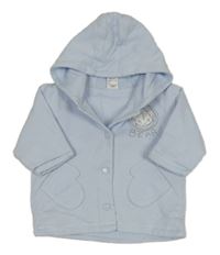 Světlemodrá podšitá propínací mikina s výšivkou a kapucí Next