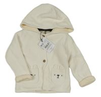 Nové - bílý podšitý propínací svetr s králíčky a kapucí Tu