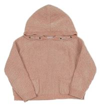 Svetloružový žinylkový sveter s kapucňou Primark