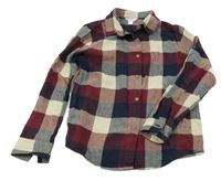 Vínovo-béžovo-tmavomodrá kockovaná košeľa M&Co.