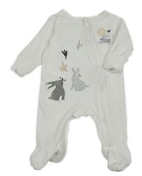 Biely zamatový overal s králikmi M&S