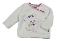 Biela plyšová mikina s mačkou Ergee