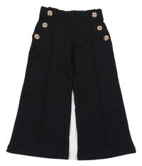 Černé flare kalhoty se zlatými knoflíky H&M