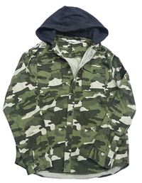 Army košeľová bunda s teplákovou kapucňou M&S