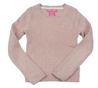 Ružový trblietavý rebrovaný sveter
