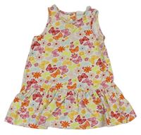 Smetanovo-farebné kvetované bavlnené šaty s motýly H&M