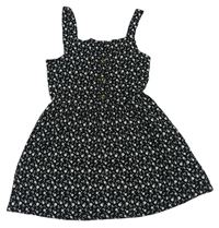 Čierne kvetované šaty s gombíkmi Primark
