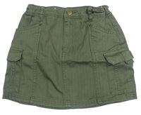 Khaki cargo rifľová sukňa