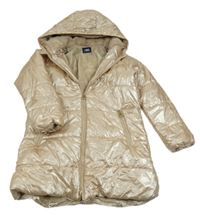 Zlatý šusťákový zimní kabát s kapucí iDo