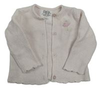 Svetloružový trblietavý prepínaci sveter s medvedíkom F&F