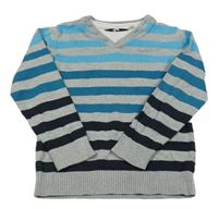 Sivo-modro-čierny pruhovaný sveter C&A