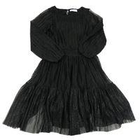 Černé tylové třpytivé plisované šaty C&A