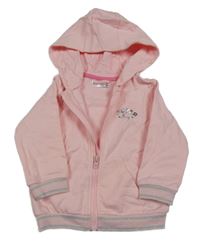 Růžová propínací mikina s nápisem a kapucí Ergee