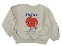 Smetanová oversize mikina s jablkem a nápisy George