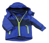 Tmavomodrá šušťáková zimná bunda s kapucňou Papagino