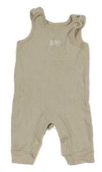 Béžové žebrované laclové tepláky s logem DKNY 