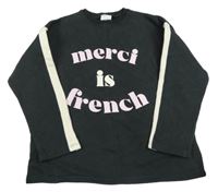 Antracitovo-biela mikina s nápisom Zara