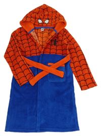 Červeno-tmavomodrý plyšový župan s kapucí - Spiderman 