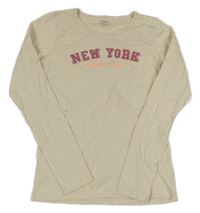 Béžové tričko s nápismi Yigga