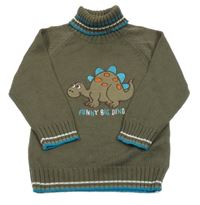 Khaki svetrový rolák s dinem Topolino