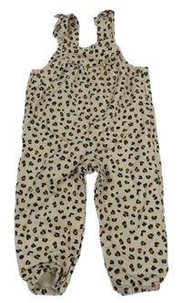 Béžovo-čierne na traké rifle s leopardím vzorom a volánikmi