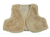 Béžová kožušinová podšitá crop vesta