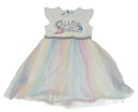 Nové - Bílo-barevné šaty s tylovou sukní a mořskou pannou Kids