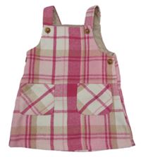 Ružovo-bielo-béžové kockované na traké šaty Nutmeg