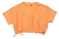 Neónově oranžové rebrované crop tričko Next