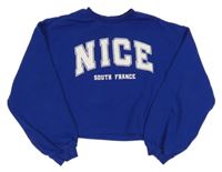 Tmavomodrá crop mikina s nápismi H&M