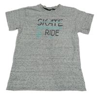 Sivé melírované tričko s nápisom