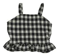 Čierno-biely kockovaný crop top River Island