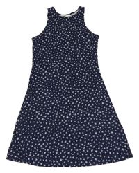Tmavomodro-biele kvetované šaty H&M
