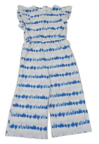 Bielo-modrý pruhovaný culottes nohavicový overal Primark
