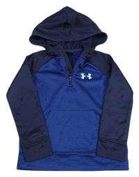 Tmavomodrá kostkovaná sportovní mikina s logem a kapucí Under Armour