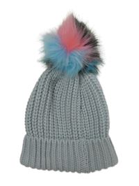Dámská šedá pletená čepice s bambulí Primark 