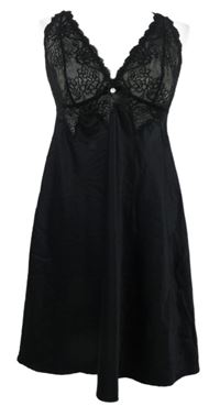 Dámska čierna krajkovo/saténová nočná košeľa zn. Boux