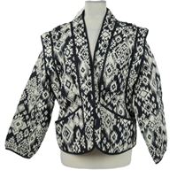 Nové - Dámsky čierno-biely vzorovaný lehce zateplený cardigán Savida