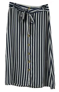 Dámská tmavomodro-bílá pruhovaná midi sukně s páskem Esmara 