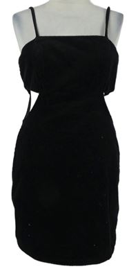 Dámské černé manšestrové šaty s průstřihy Denim 