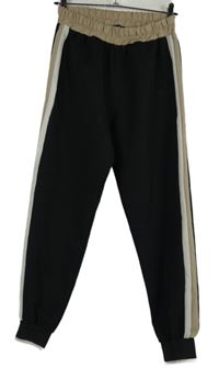Dámske čierno-béžové háremové nohavice s pruhmi
