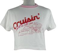 Dámské bílo-růžové crop tričko se SpongeBobem 